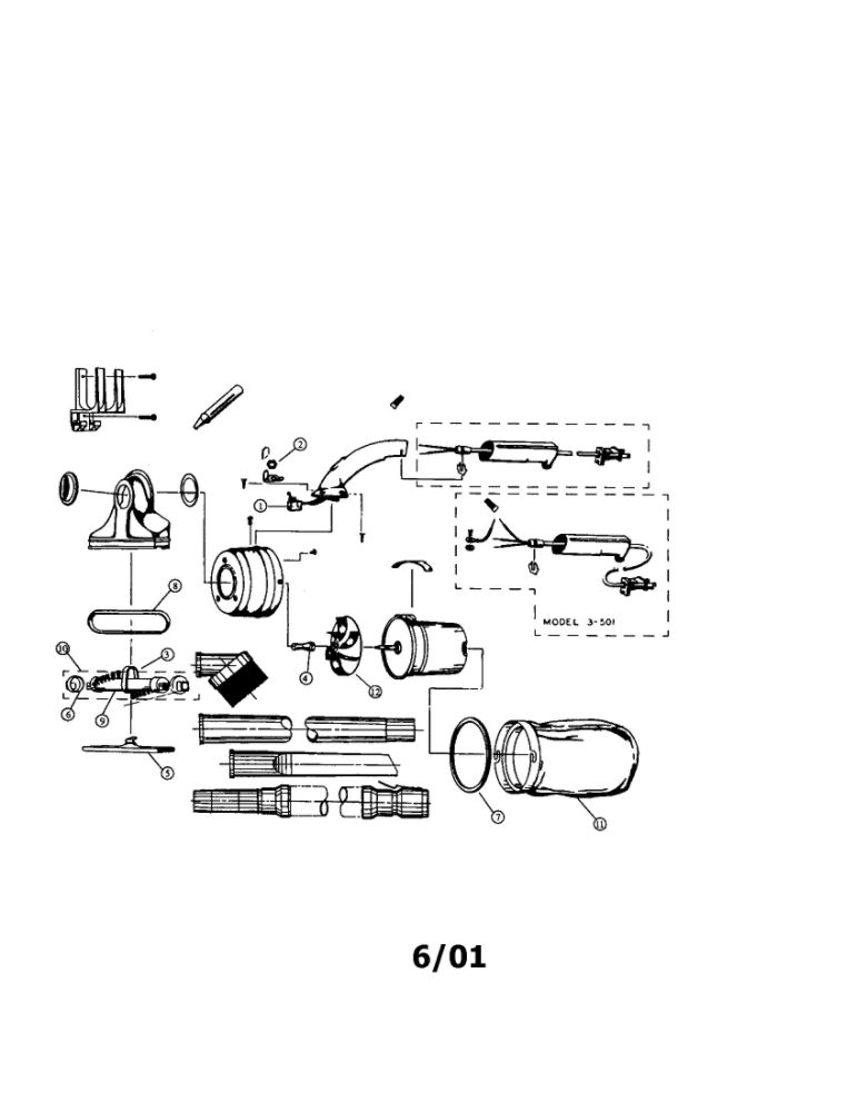 Assembly Schematic Diagram and Parts List for 5000  Dirt Devil Hand Vacuum